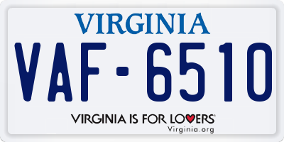 VA license plate VAF6510