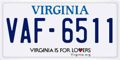 VA license plate VAF6511
