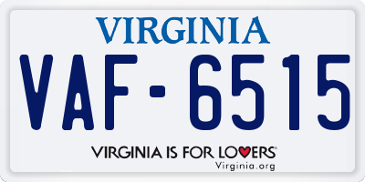 VA license plate VAF6515