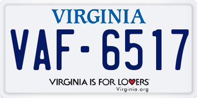 VA license plate VAF6517