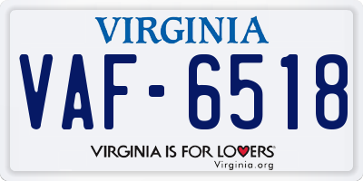 VA license plate VAF6518