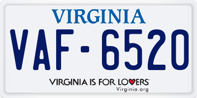 VA license plate VAF6520