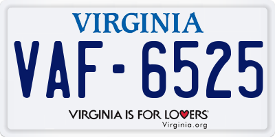 VA license plate VAF6525