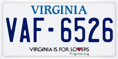 VA license plate VAF6526