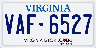 VA license plate VAF6527