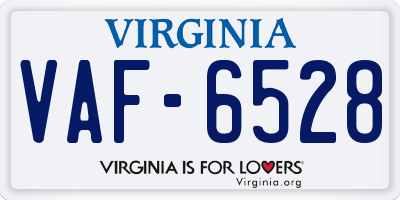 VA license plate VAF6528