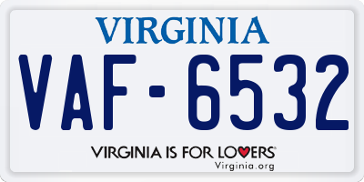 VA license plate VAF6532
