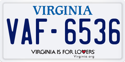 VA license plate VAF6536