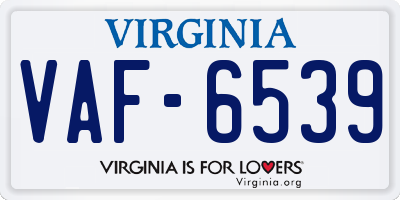 VA license plate VAF6539