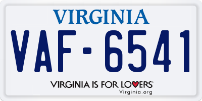 VA license plate VAF6541