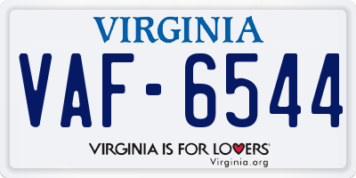 VA license plate VAF6544
