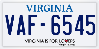 VA license plate VAF6545