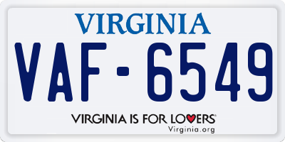 VA license plate VAF6549
