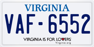 VA license plate VAF6552