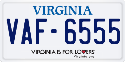 VA license plate VAF6555