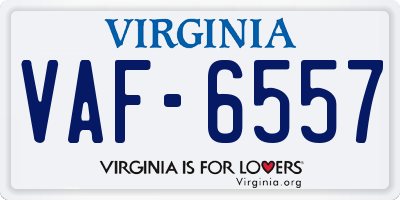 VA license plate VAF6557