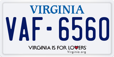 VA license plate VAF6560