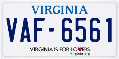 VA license plate VAF6561