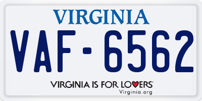 VA license plate VAF6562