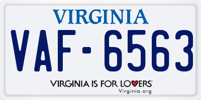 VA license plate VAF6563