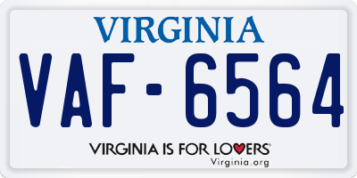 VA license plate VAF6564