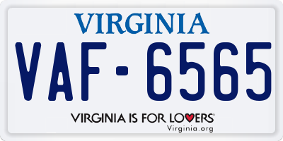 VA license plate VAF6565