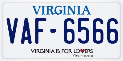 VA license plate VAF6566