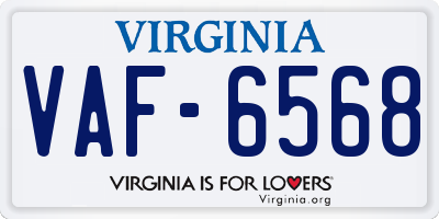 VA license plate VAF6568