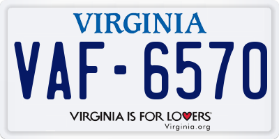 VA license plate VAF6570