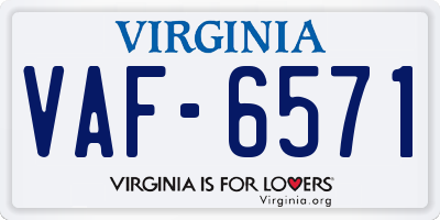 VA license plate VAF6571