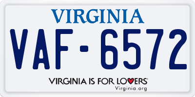VA license plate VAF6572