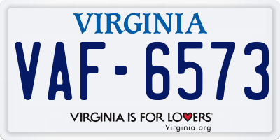 VA license plate VAF6573