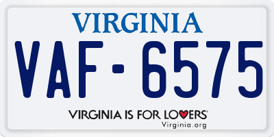 VA license plate VAF6575