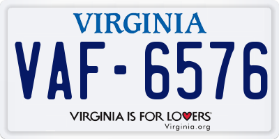 VA license plate VAF6576