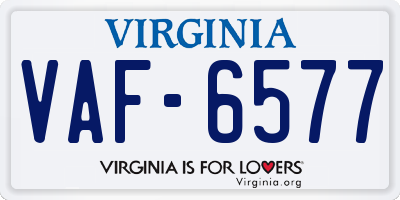 VA license plate VAF6577