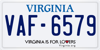 VA license plate VAF6579