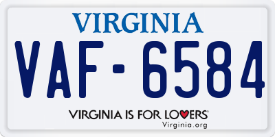 VA license plate VAF6584