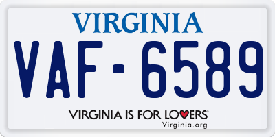 VA license plate VAF6589