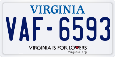 VA license plate VAF6593