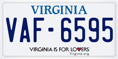 VA license plate VAF6595