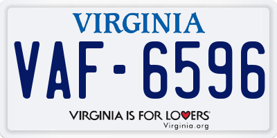VA license plate VAF6596