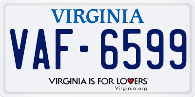 VA license plate VAF6599