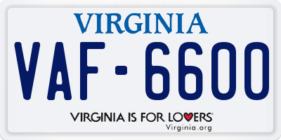 VA license plate VAF6600