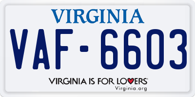 VA license plate VAF6603