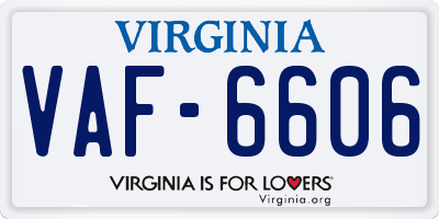 VA license plate VAF6606