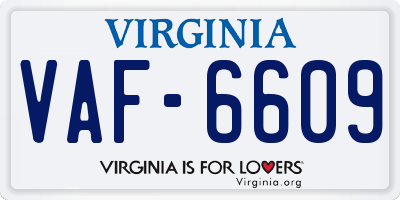 VA license plate VAF6609