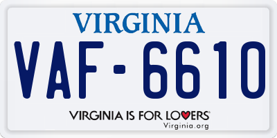 VA license plate VAF6610