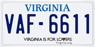 VA license plate VAF6611