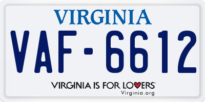 VA license plate VAF6612