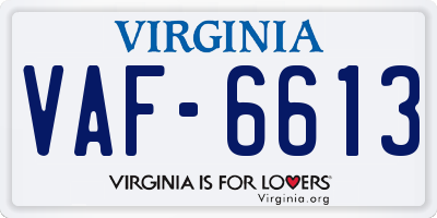 VA license plate VAF6613